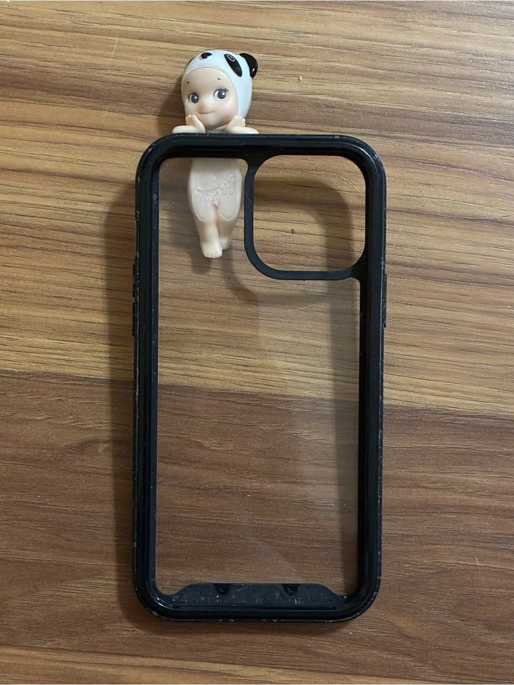 Black Clear Bumper Phone Case with Panda Doll Accent - Brand Unbranded